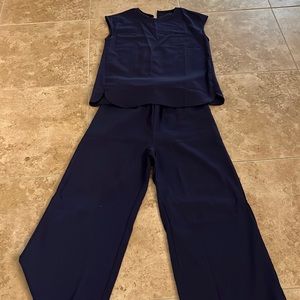Blue linen two pieces set